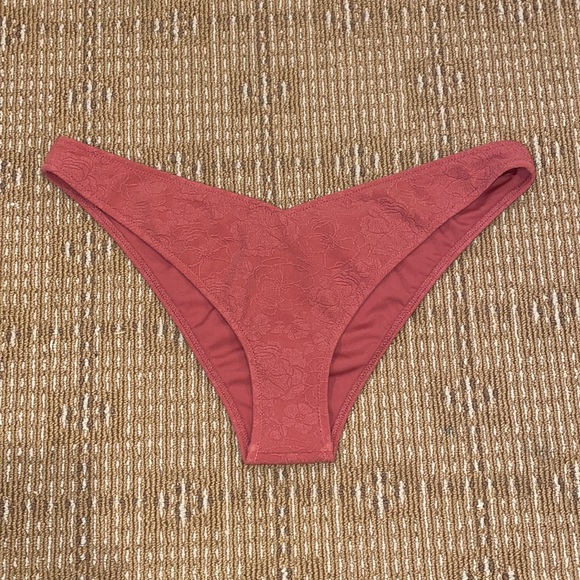 Tori Praver Spencer High Leg Cheeky Bikini Bottoms Blush Textured Floral XS NWOT - Picture 2 of 4